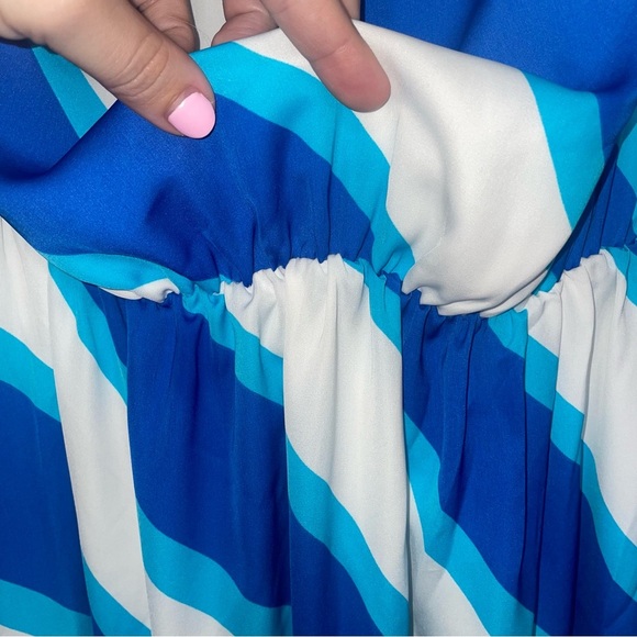 Lilly Pulitzer Caldwell Sail Stripe Colorblock High Low Strapless Maxi Dress Med - Picture 4 of 9